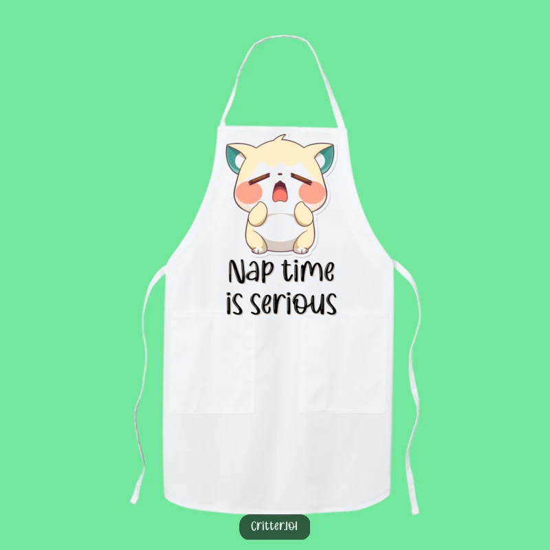 Funny Sleepy Critter Yawn Apron: Cook with Comfy Exhaustion!
