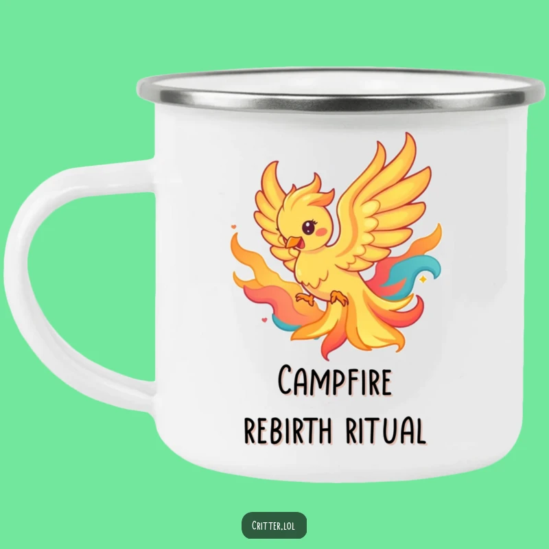 Funny Phoenix Flames Camping Mug - Fiery Rebirth Outdoors!