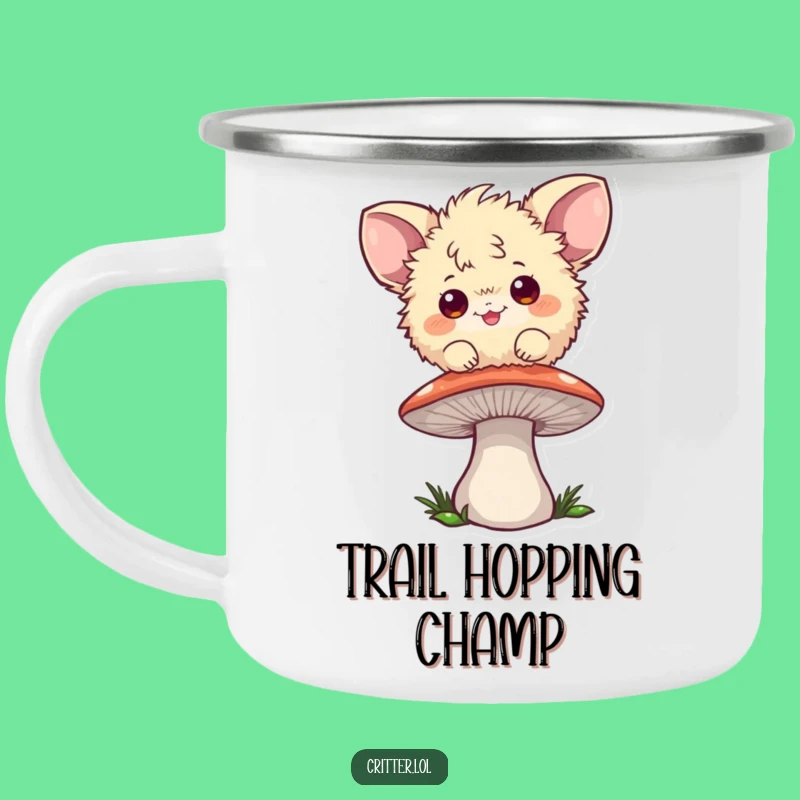 Funny Fuzzball Camping Mug, Playful Mushroom Enamel Cup, Whimsical Outdoor Gift