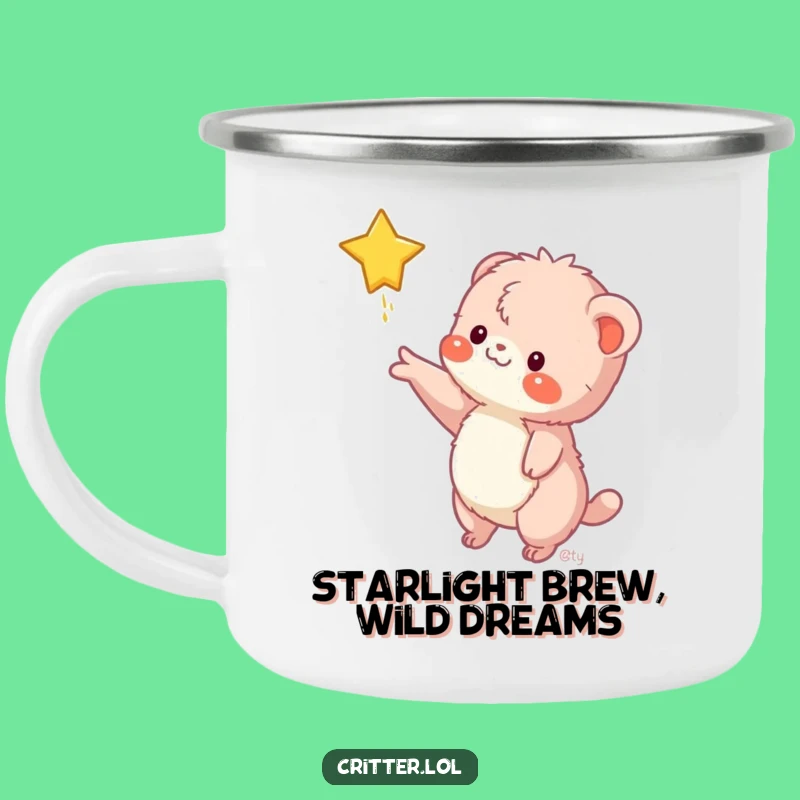 Funny Fuzzy Creature Star Grab Camping Mug - Adventure Vibes & Cosmic Fun