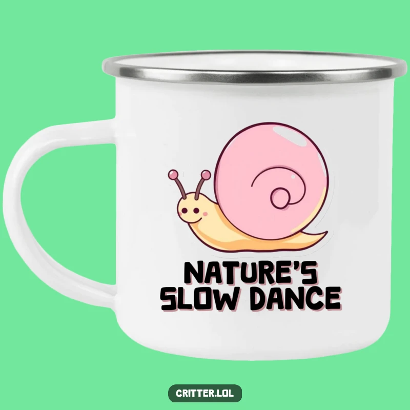 Funny Snail Camping Mug - Happy Sparkly Spin Outdoors - Joyful Slow Mover Adventure Gift