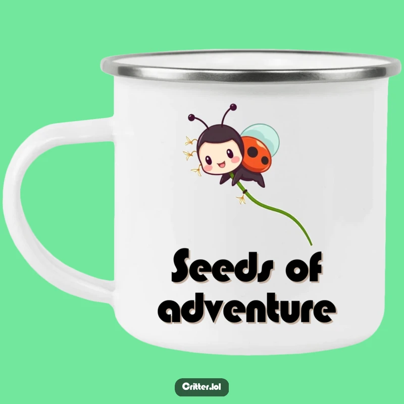 Funny Ladybug Dandelion Camping Mug: Whimsical Adventures with Hilarious Humor