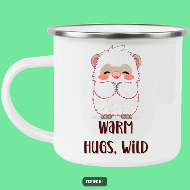 Funny Yeti Hug Camping Mug: Outdoor Adventures with a Tiny Creature's Warm Fuzzy Embrace - Funny Gift!