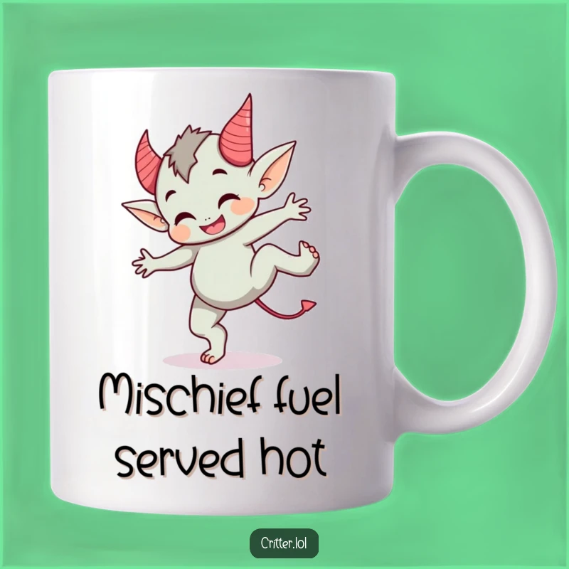 Funny Cute Imp Cartwheel Mug - Devil Horns, Perfect Funny Gift!