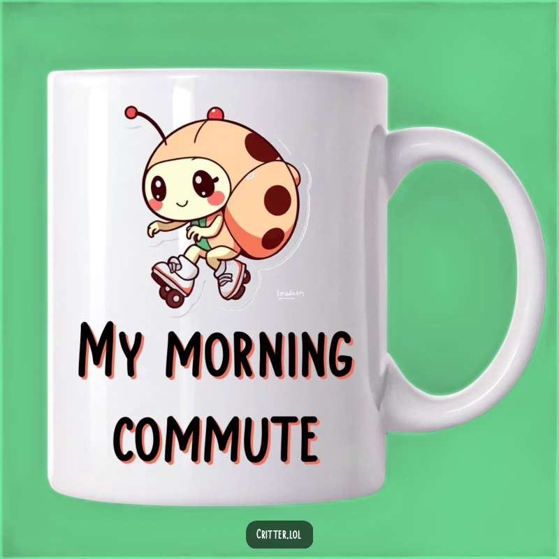 Funny Ladybug Roller Skates Mug: Zippy Humor for a Fun Gift!