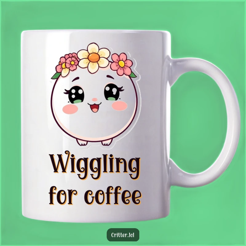 Funny Round Critter Flower Crown Mug - Whimsical & Cute Gift