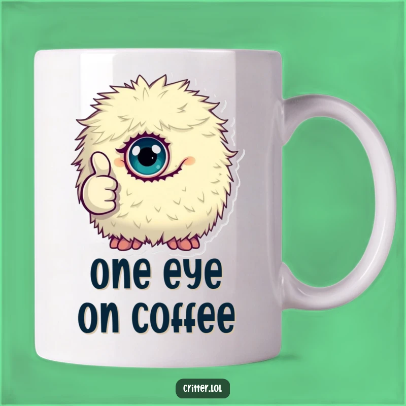 Funny Monster Thumbs Up Mug, Single Eye Approval Gift, Quirky Coffee Cup