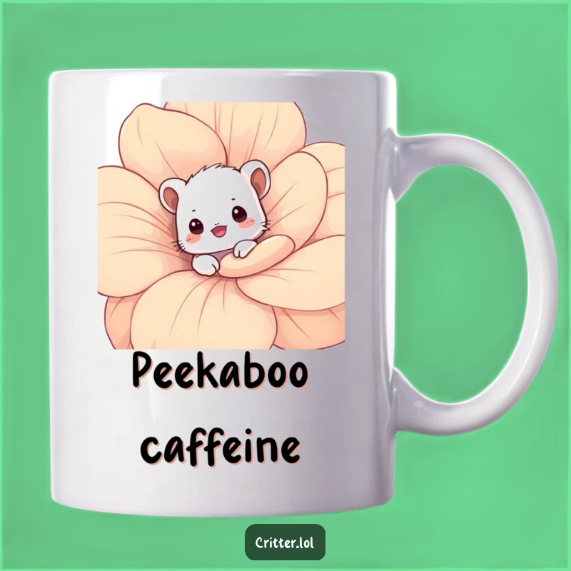 Funny Shy Critter Mug: Adorable Peek-a-Boo Design for a Cute Gift