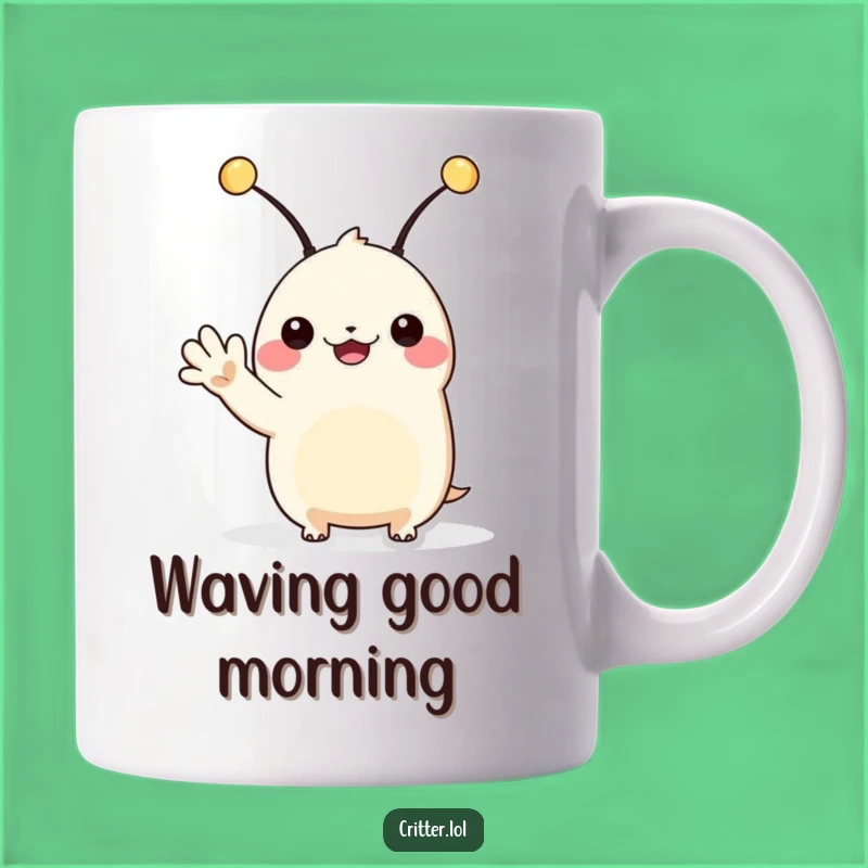 Funny Alien Wave Mug: Friendly Extraterrestrial Design for a Fun Gift