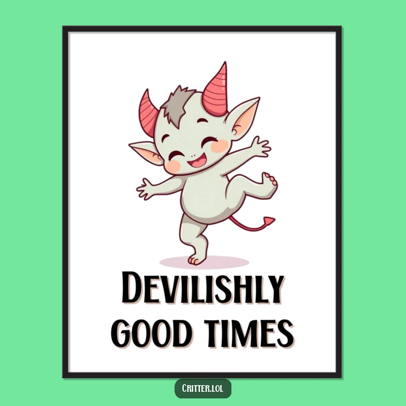 Funny Imp Cartwheel Digital Art - Instant Playful Decor!