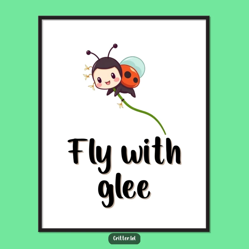 Funny Ladybug Dandelion Digital Print: Whimsical Nature Art for Your Walls