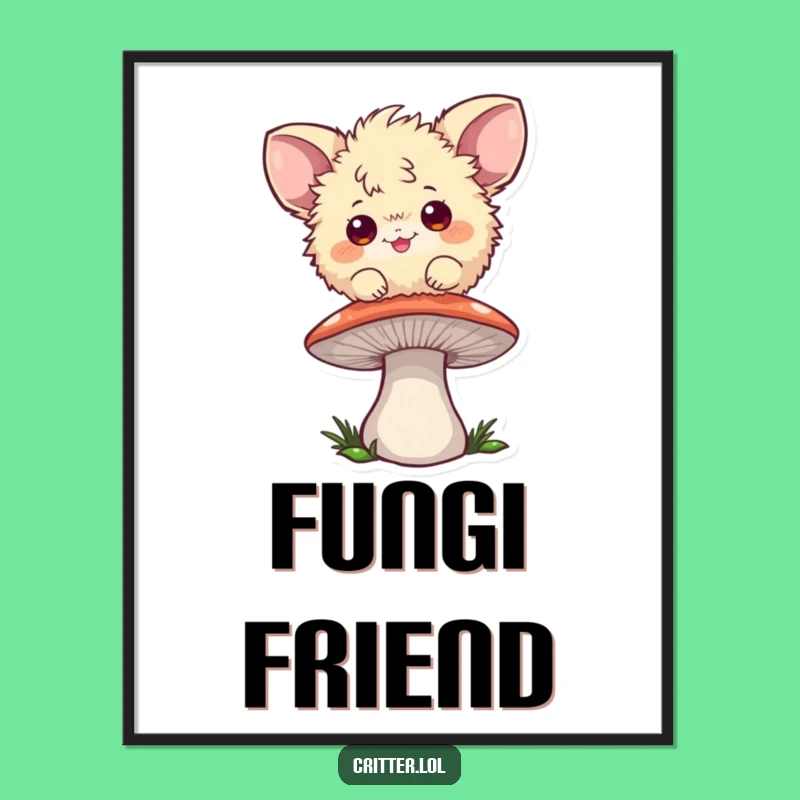 Funny Fuzzball Digital Print, Playful Mushroom Art, Whimsical Instant Decor