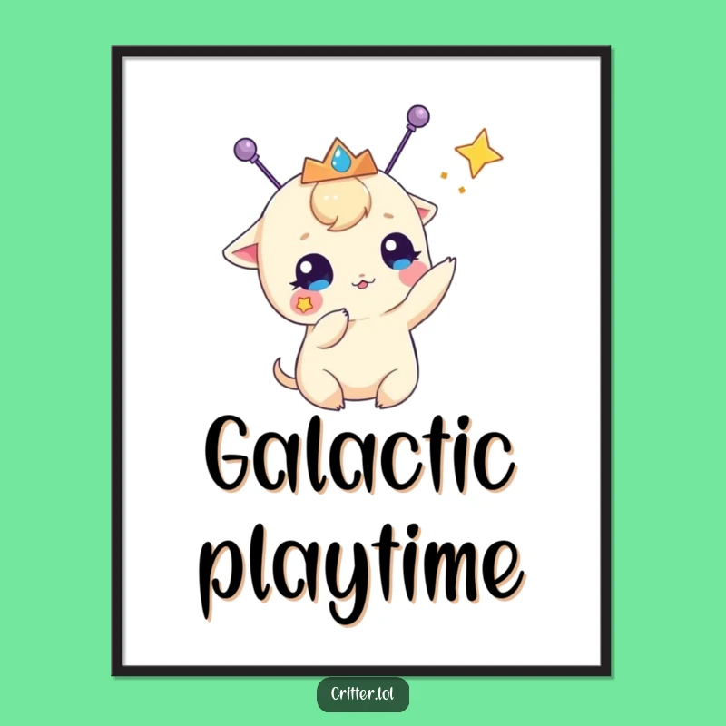 Funny Antennas Tiara Star-Batting Creature Digital Art - Instant Whimsy!