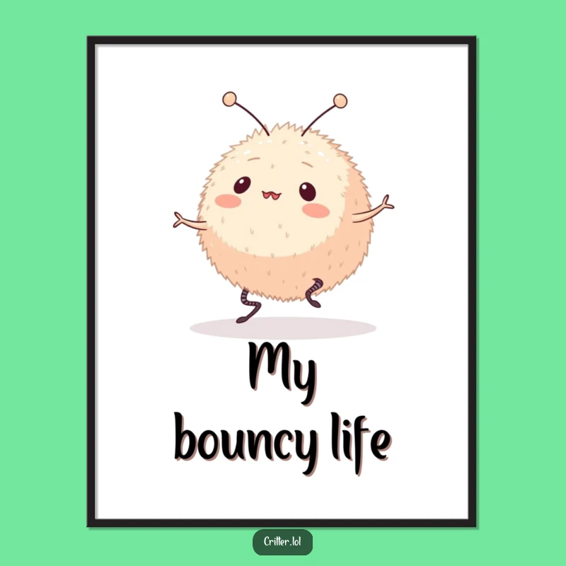 Funny Bouncing Creature Art Print: Lively Antennas Creature, a Digital Funny Gift for Instant Joy
