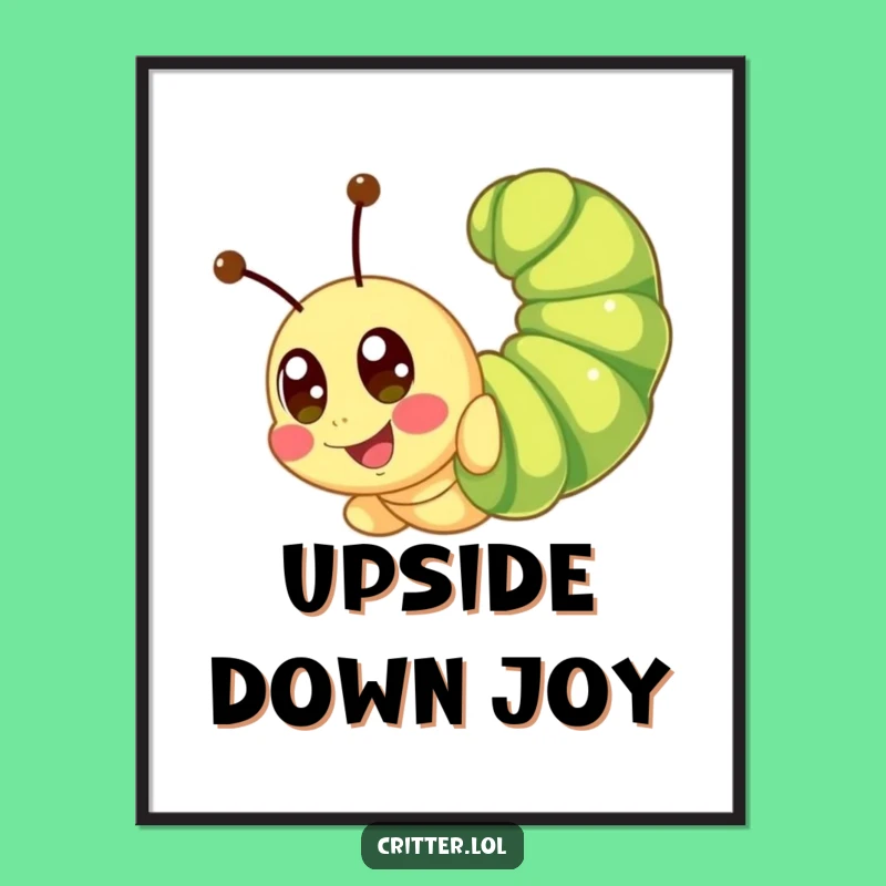 Funny Caterpillar Digital Art - Cute Somersault Printable - Happy Eyes Instant Gift