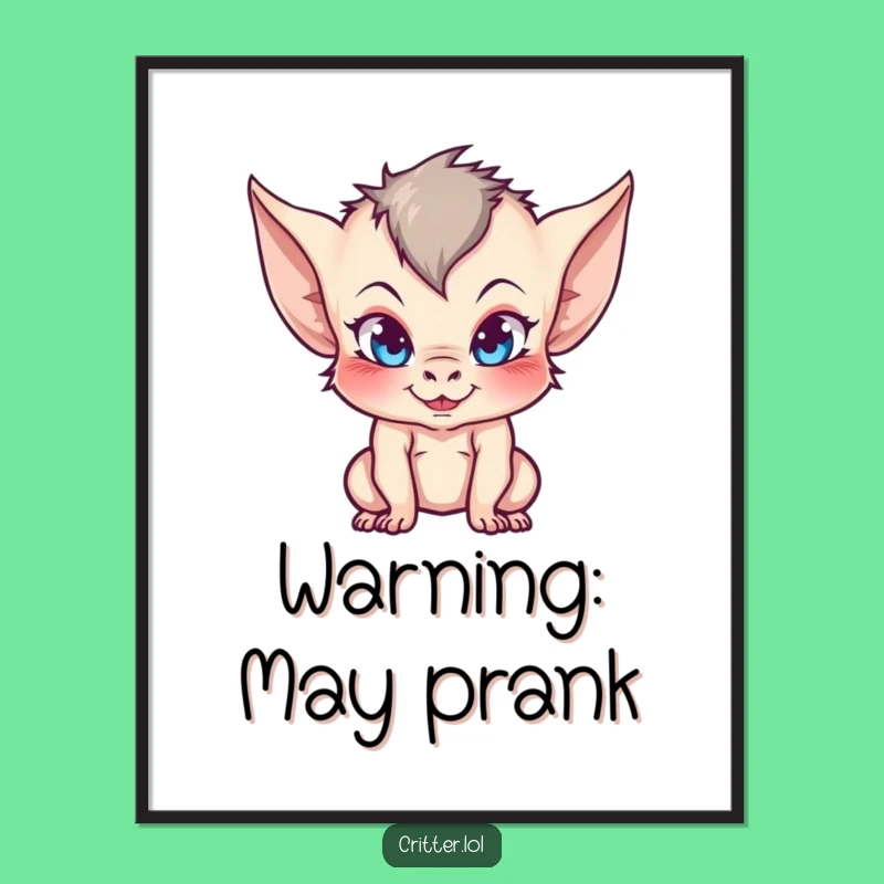 Funny Imp Art Print: Mischievous Pointy Ears for Humorous Digital Decor