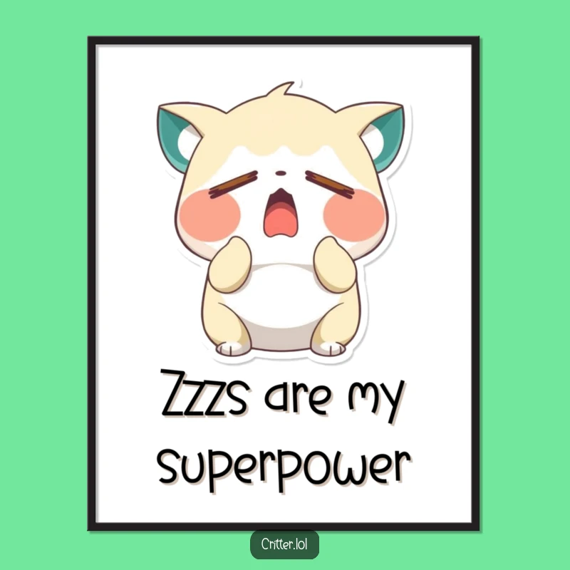 Funny Sleepy Critter Yawn Digital Art Print: Instant Humor!