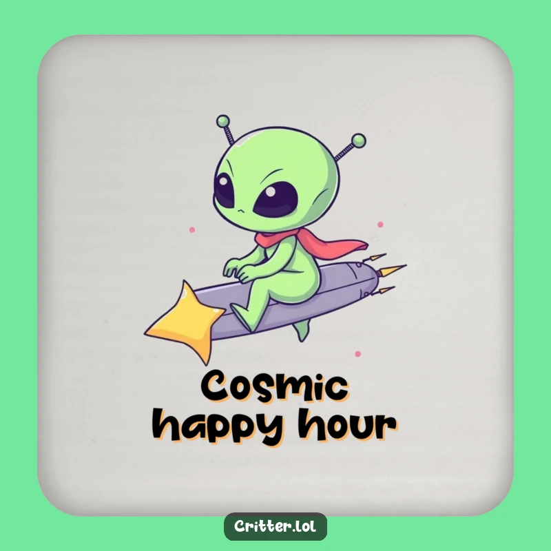 Funny Alien Star Coaster: Protect Surfaces with Cosmic Humor, Great Funny Gift