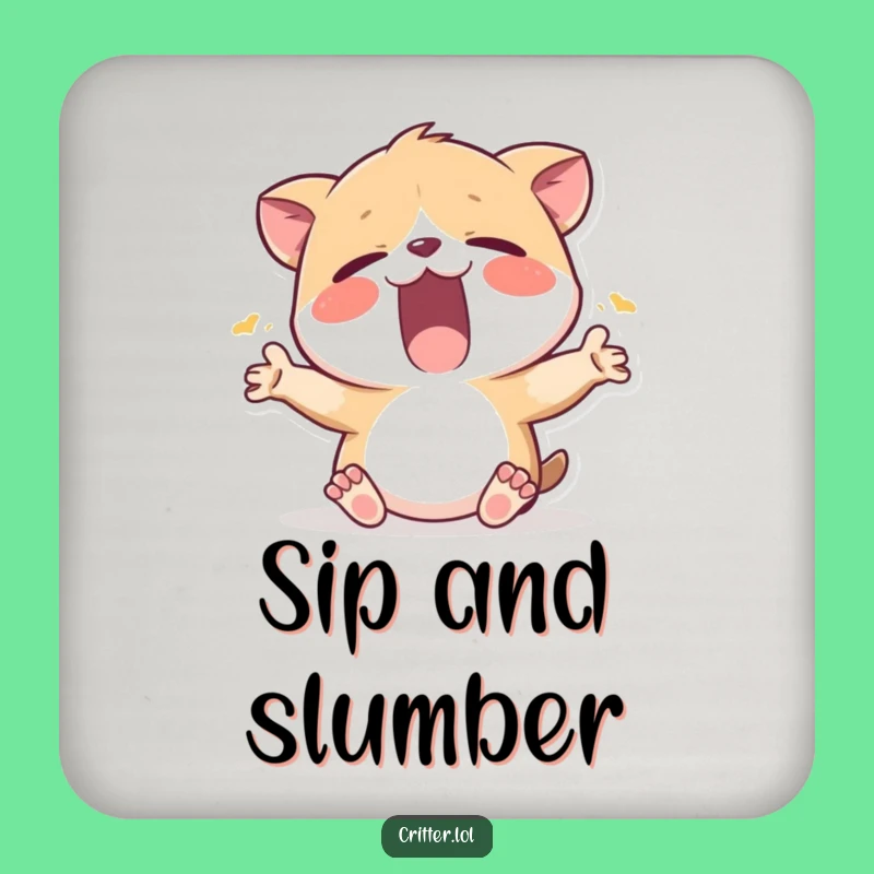 Funny Sleepy Critter Coaster: Protect surfaces with cozy charm.