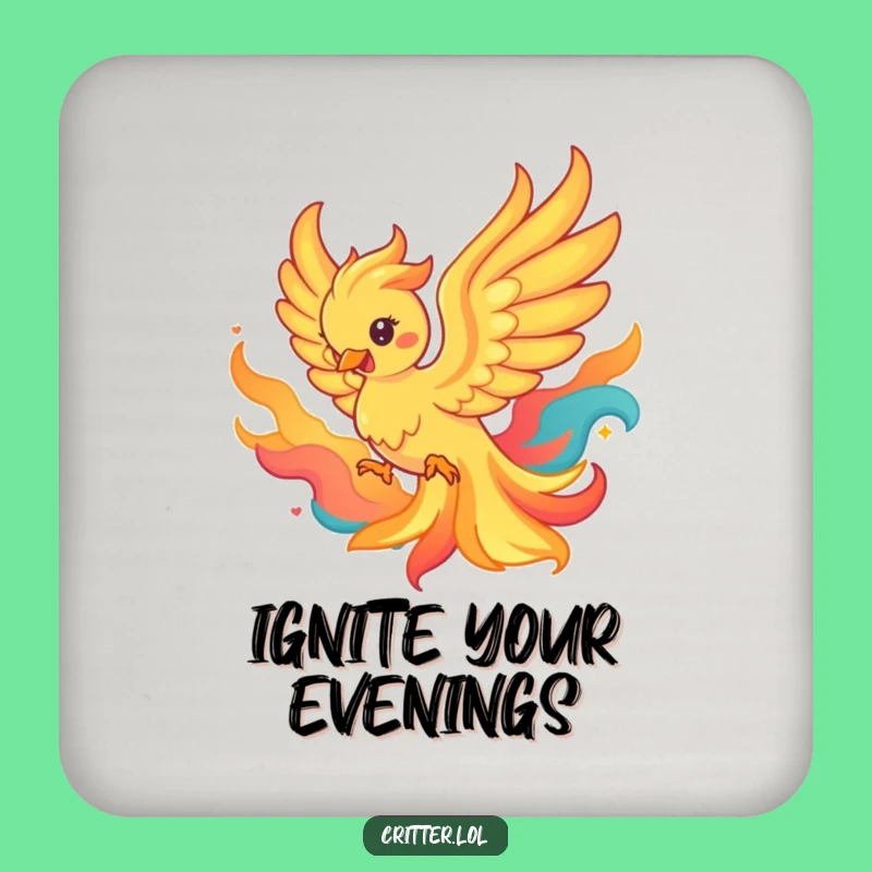 Funny Phoenix Flames Coaster - Protect Surfaces with Fiery Style!