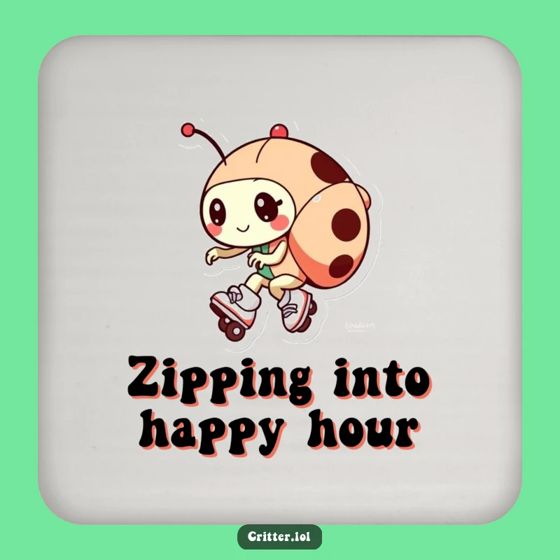 Funny Ladybug Roller Skates Coasters: Protect Surfaces with Speed - Great Gift!