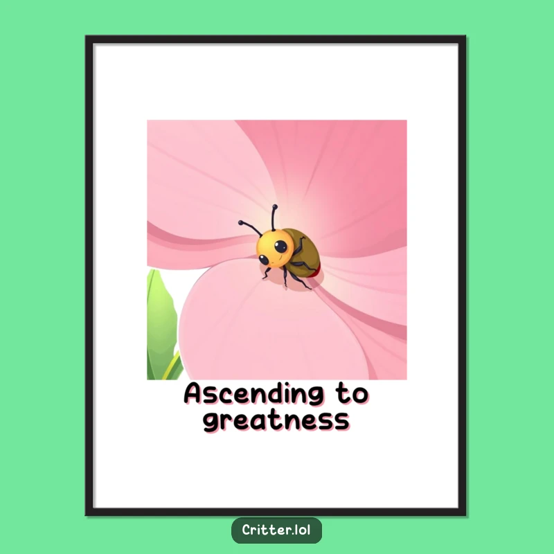 Funny Beetle Flower Poster: Adorable Art for a Humorous Home - Perfect Gift!