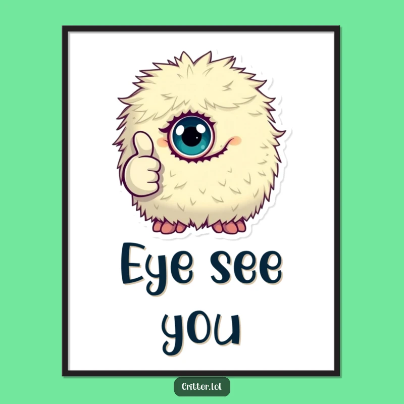 Funny Monster Poster, Thumbs Up Wall Art, Quirky Decor Gift