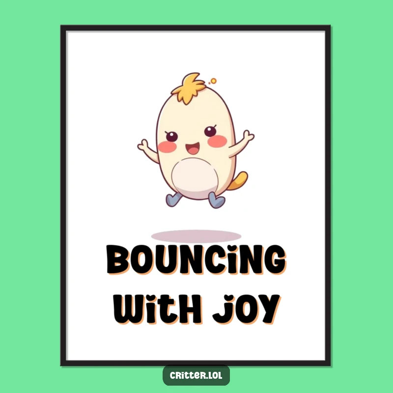 Funny Bouncy Creature Poster: Hopping with Amusement Wall Art