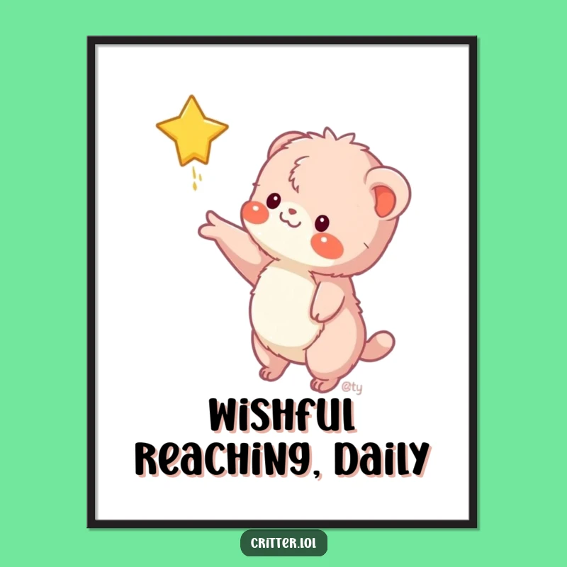 Funny Fuzzy Creature Star Grab Poster - Whimsical Wall Art for Any Room