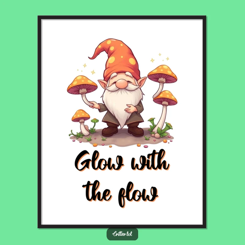 Funny Gnome Juggling Poster: Whimsical Mushroom Art, Perfect Funny Gift