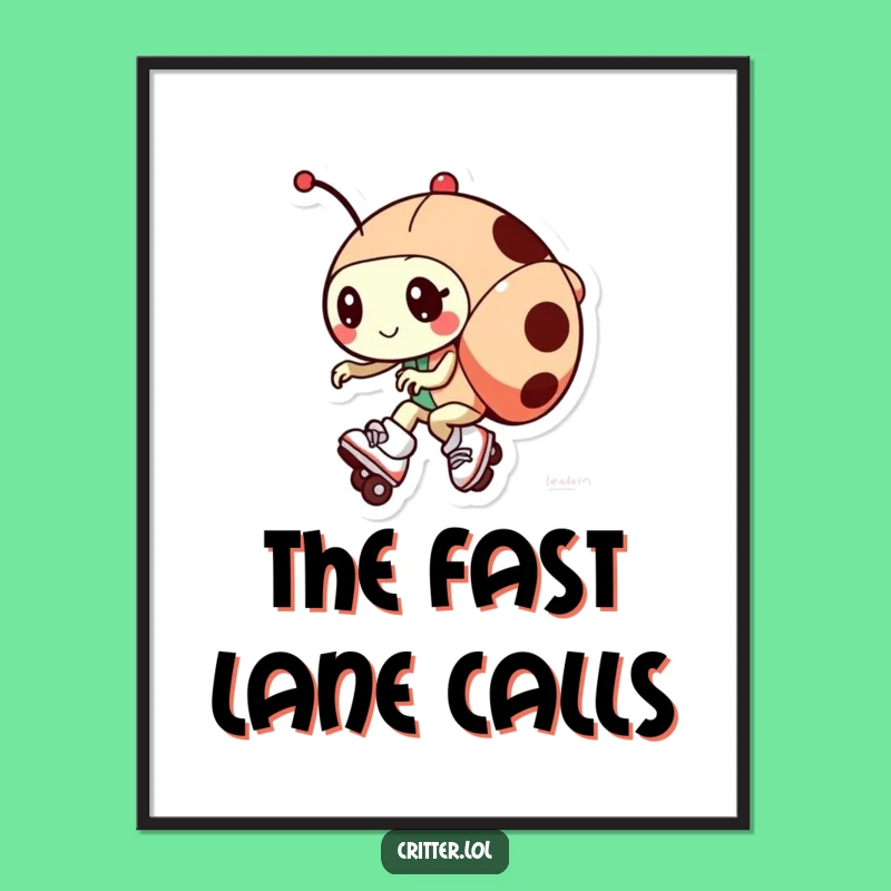 Funny Ladybug Roller Skates Poster: Add Speedy Smiles to Your Walls - Great Gift!