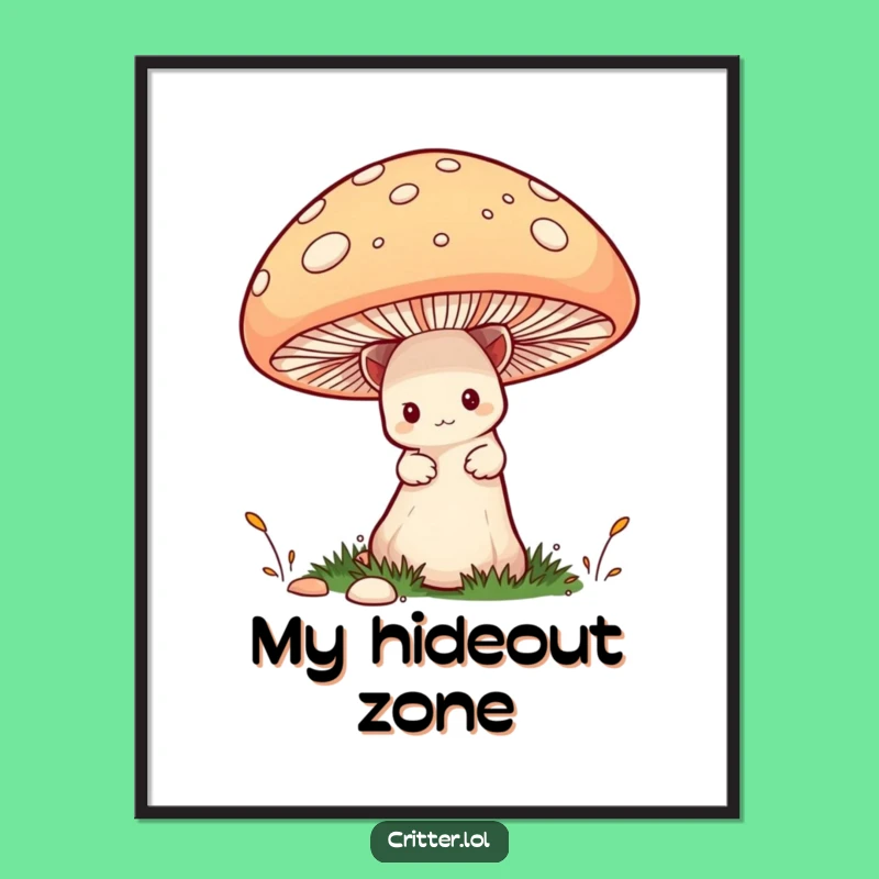 Funny Shy Critter Poster - Whimsical Art, Perfect Funny Gift for Wall Decor