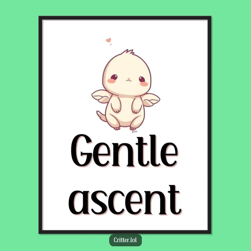 Funny Shy Creature Poster: Delicate Fluttering Art for Serene Spaces