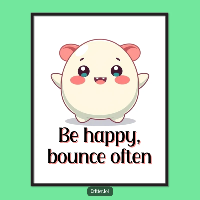 Funny Free Printable Wall Art: Happy Blob Creature Cheerful Downloadable Decor