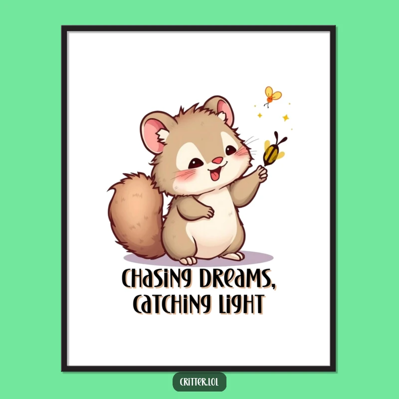 Free Printable Wall Art: Swatting Critter, Nighttime Fun, Cozy Downloadable Decor