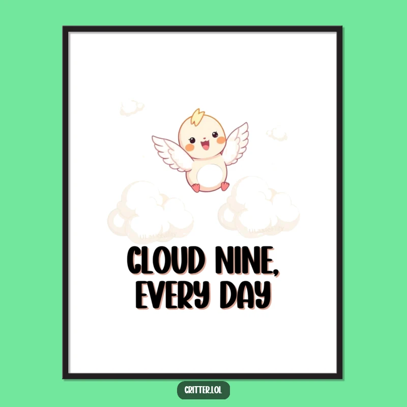 Funny Free Printable Wall Art: Joyful Soaring Winged Critter, Dreamy Downloadable Decor!