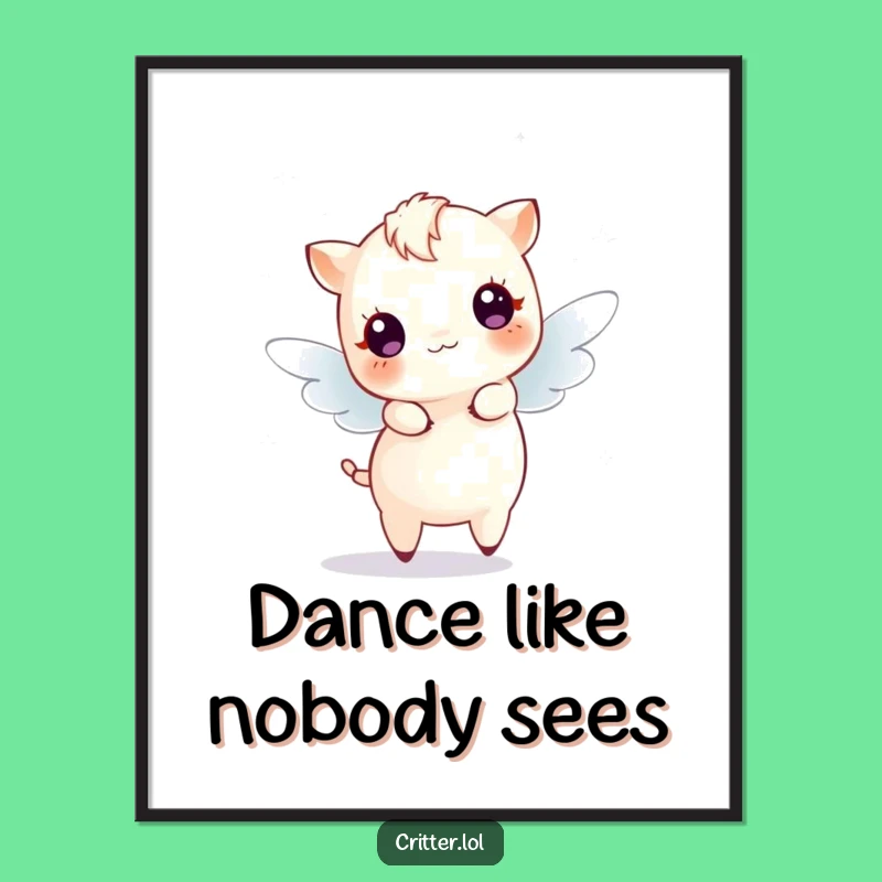 Free Printable Wall Art: Dancing Sparkle Creature Funny Cute Downloadable Art