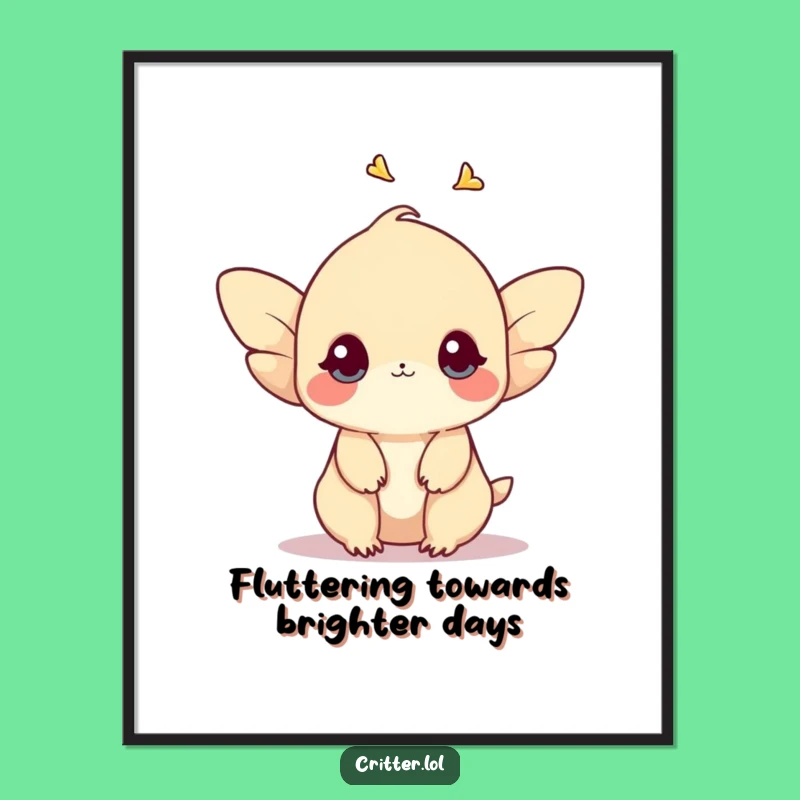 Funny Free Printable Wall Art: Shy Creature Fluttering - Dreamy Downloadable Decor