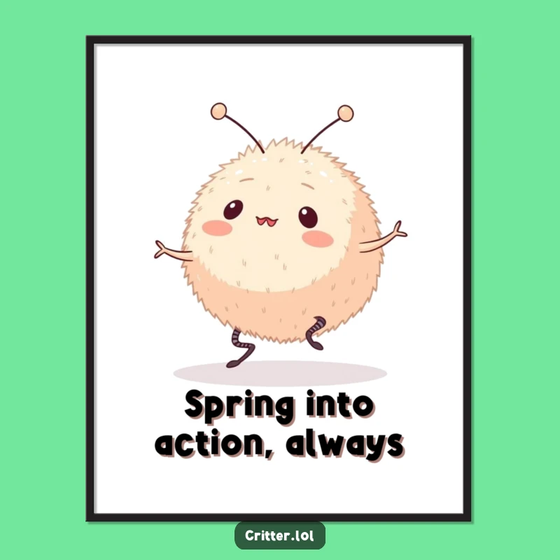 Free Printable Funny Wall Art: Bouncing Alien Creature, Whimsical Downloadable Decor for Any Room