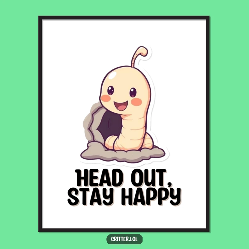 Free Printable Worm Wall Art: Funny Peek Decor Downloadable Gift