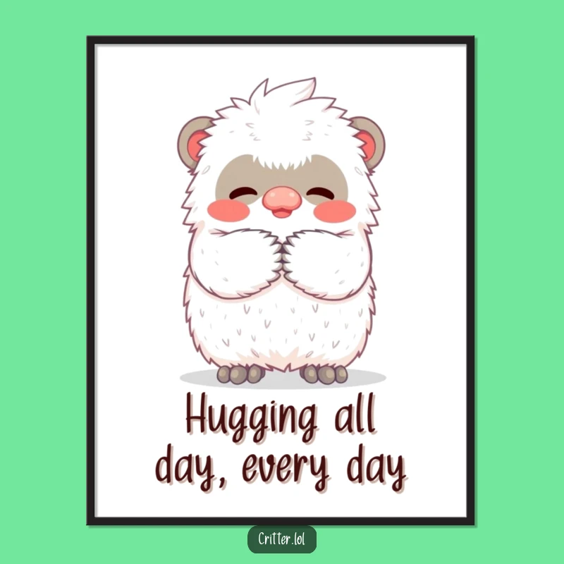 Free Printable Yeti Hug Wall Art - Cozy & Funny Downloadable Decor