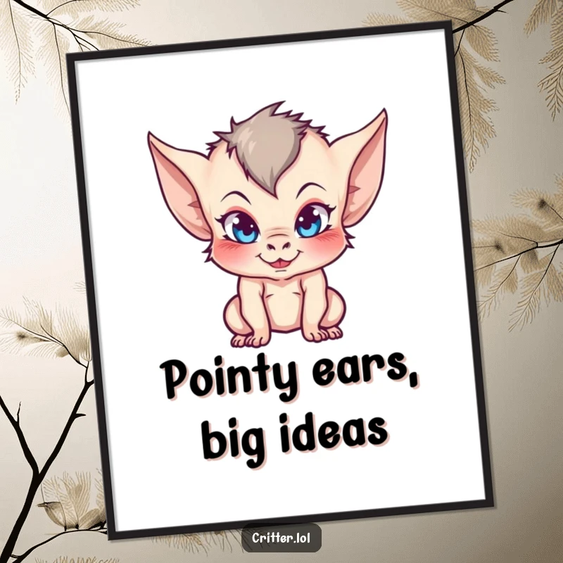 Funny Free Printable Wall Art: A mischievous imp with pointy ears strikes a playful, impish pose.