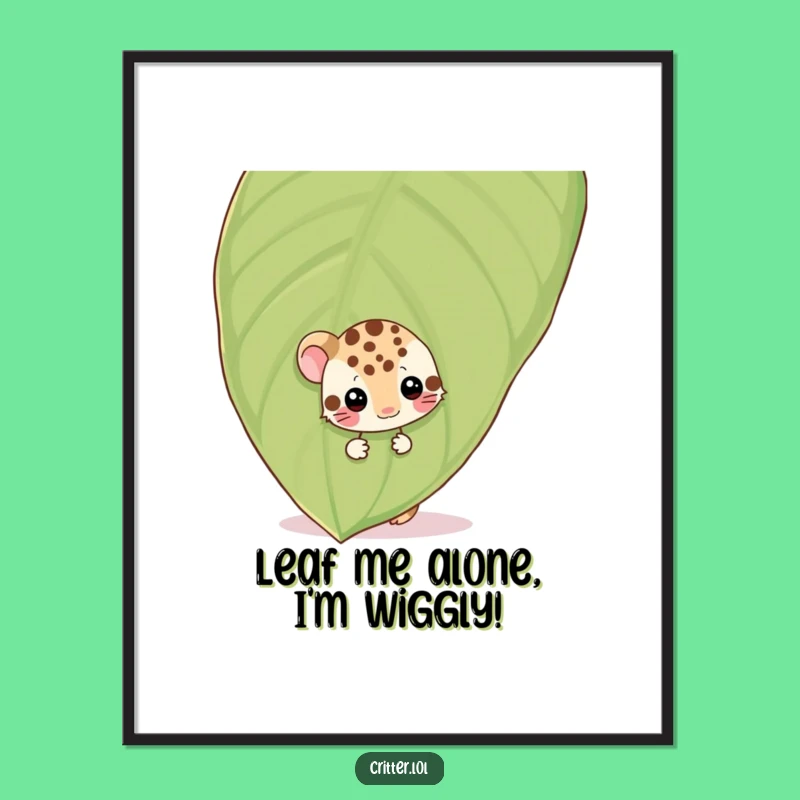Funny Free Printable Wall Art: Shy Spotted Critter, Wiggling Downloadable Decor