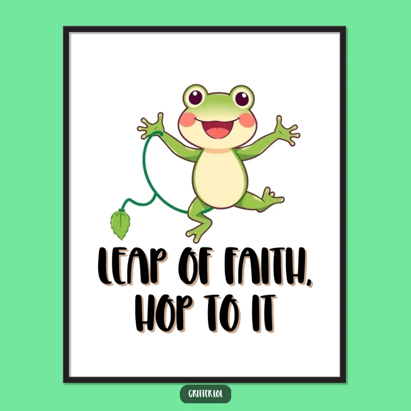 Free Printable Wall Art: Joyful Frog Jumping Rope Funny Downloadable Gift Decor!