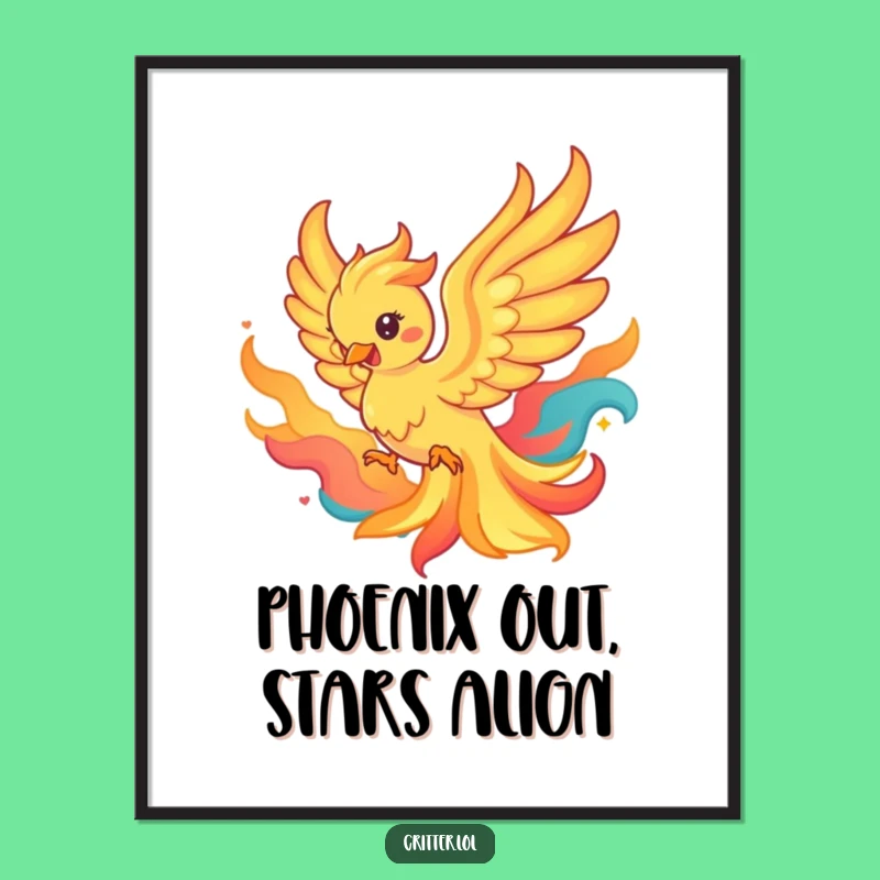 Funny Free Printable Wall Art: Fiery Phoenix Rebirth Downloadable Decor