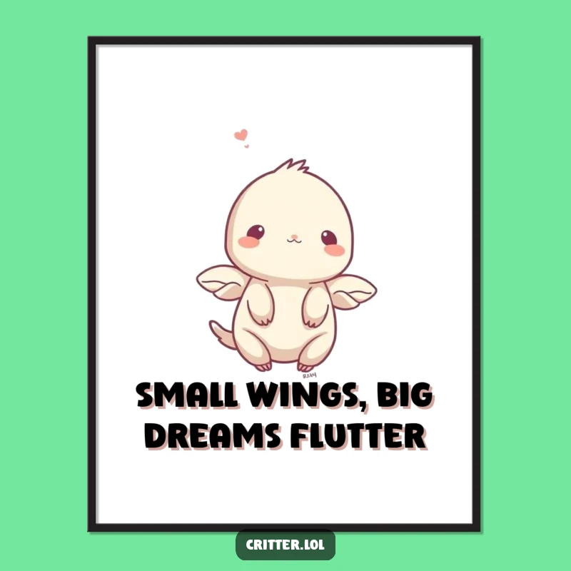 Free Printable Wall Art: Shy Fluttering Creature, Funny Downloadable Whimsical Decor