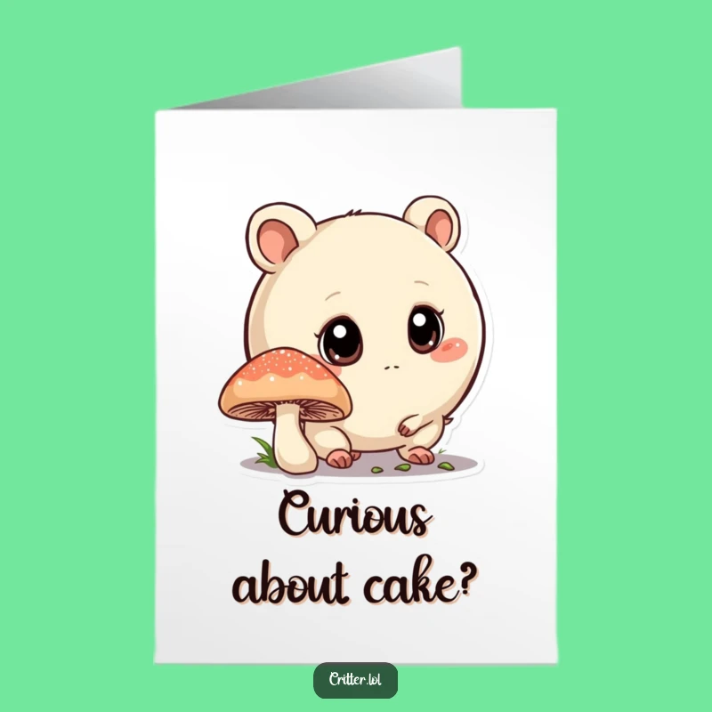 Free Printable Birthday Card: Curious Critter, Funny Mushroom Sniffer, DIY Digital Gift