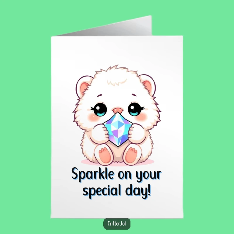 Free Printable Birthday Card: Fluffy Critter Gem Hug - Funny Downloadable Gift