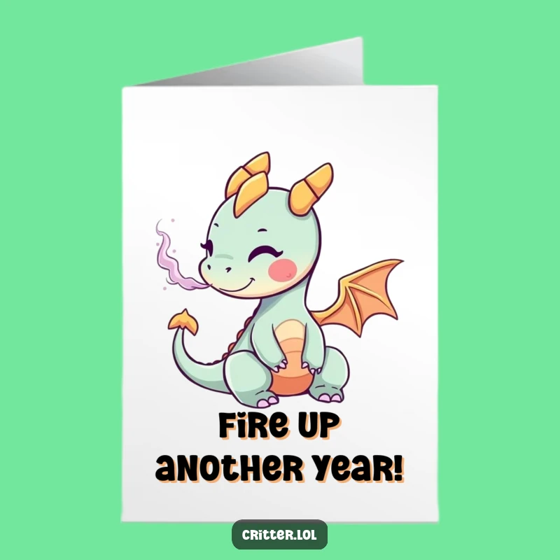 Free Printable Birthday Card: Funny Dragon Smoke Puff Greeting, Downloadable Gift