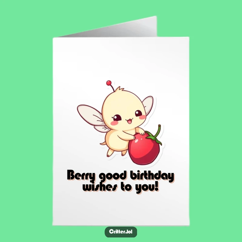 Free Printable Birthday Card: Whimsical Winged Critter Berry Fun - Funny Downloadable Gift!